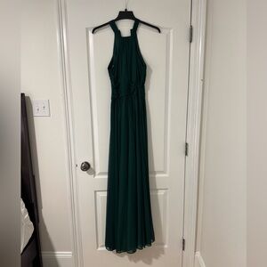 Chic Forest Green Halter Maxi Dress